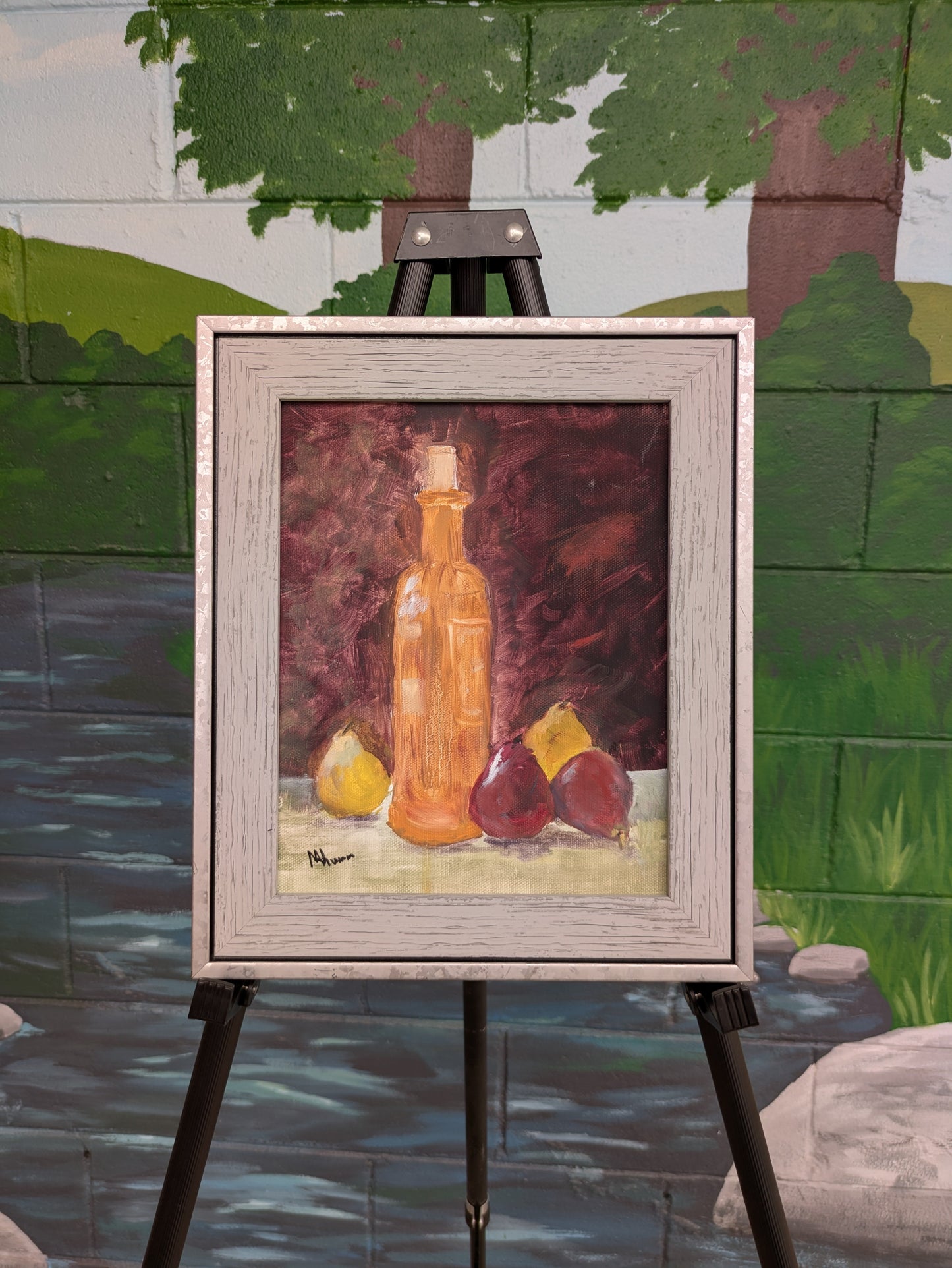 Bottle and Fruit Still Life by Maryanne VanDyke - Trellis & Vine Maryanne VanDyke Original Artwork