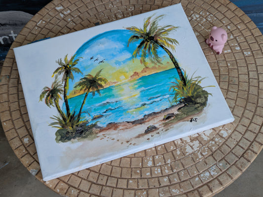 Palm Beach by Anne Polk Acrylic on Canvas - Trellis & Vine Anne Art Piece