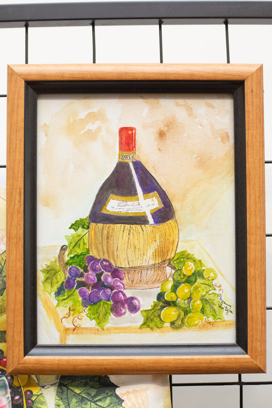 Wine Bottle and Grapes Still Life by Maryanne VanDyke - Trellis & Vine Maryann VanDyke Original Artwork
