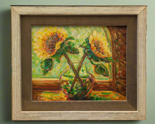 Two Sunflowers in a Vase