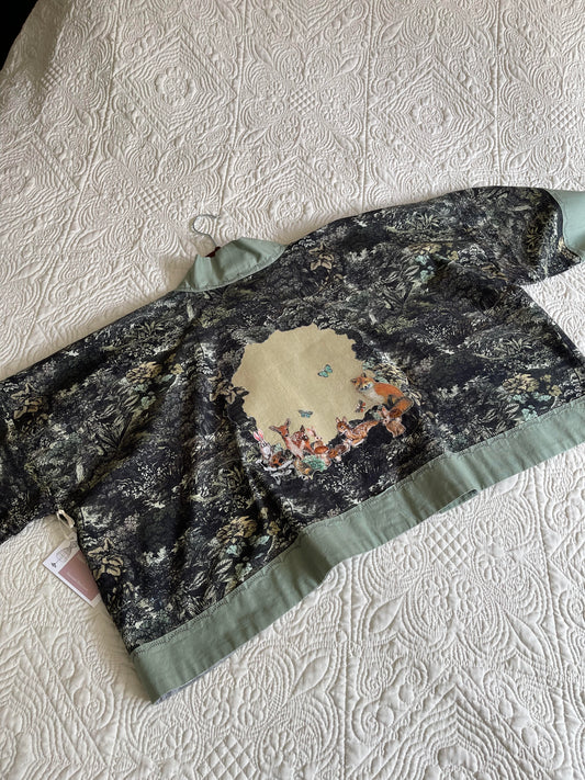 Cropped Kimono with Forest Collage