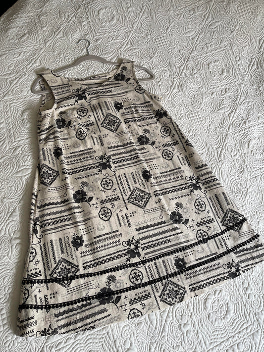 Hand Stitched Print Dress - Small