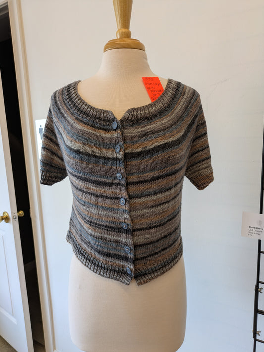 Short Striped Sleeve Cardigan
