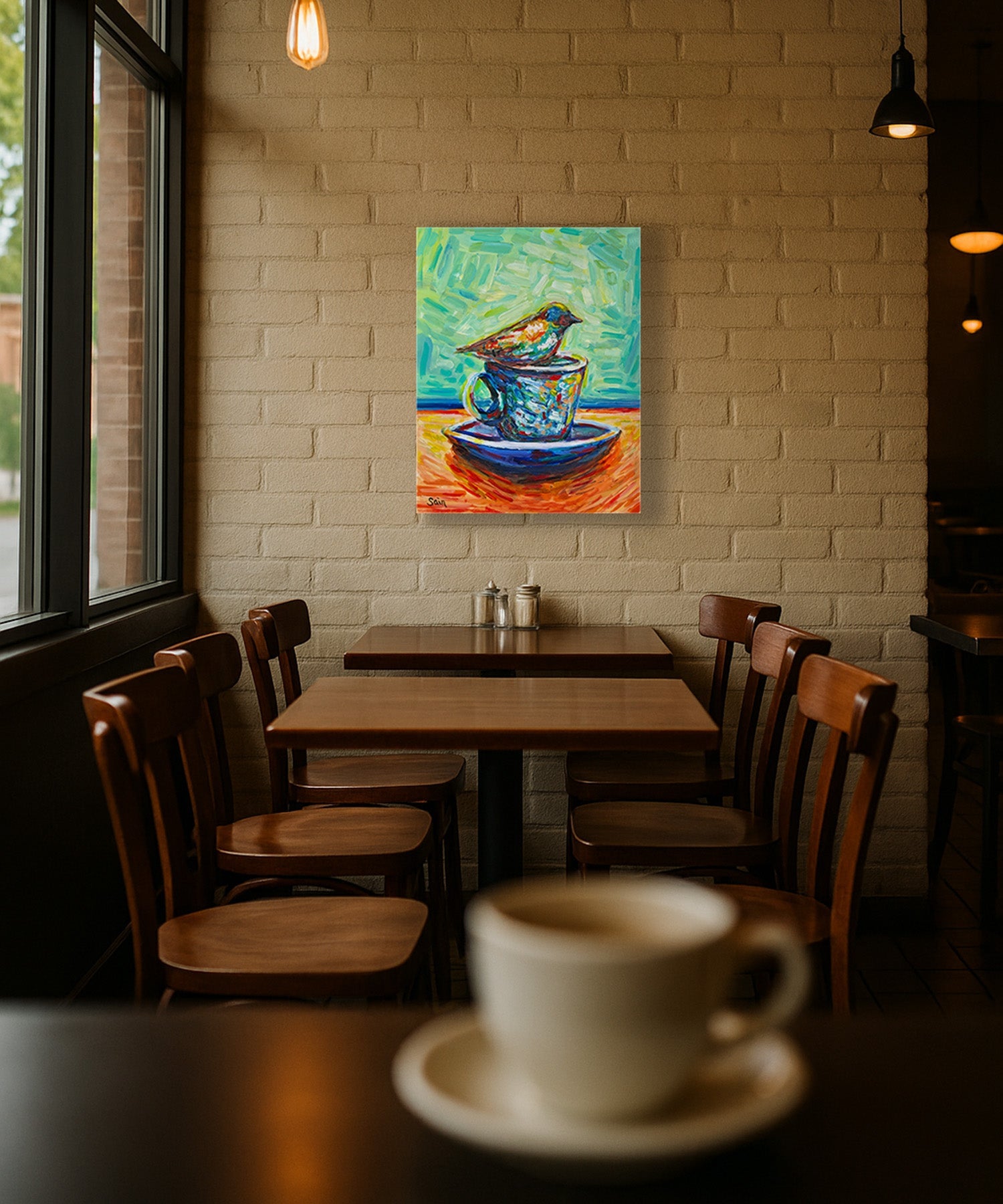 Coffee with a Friend - Adam Sain - Trellis & Vine Adam Sain Artwork