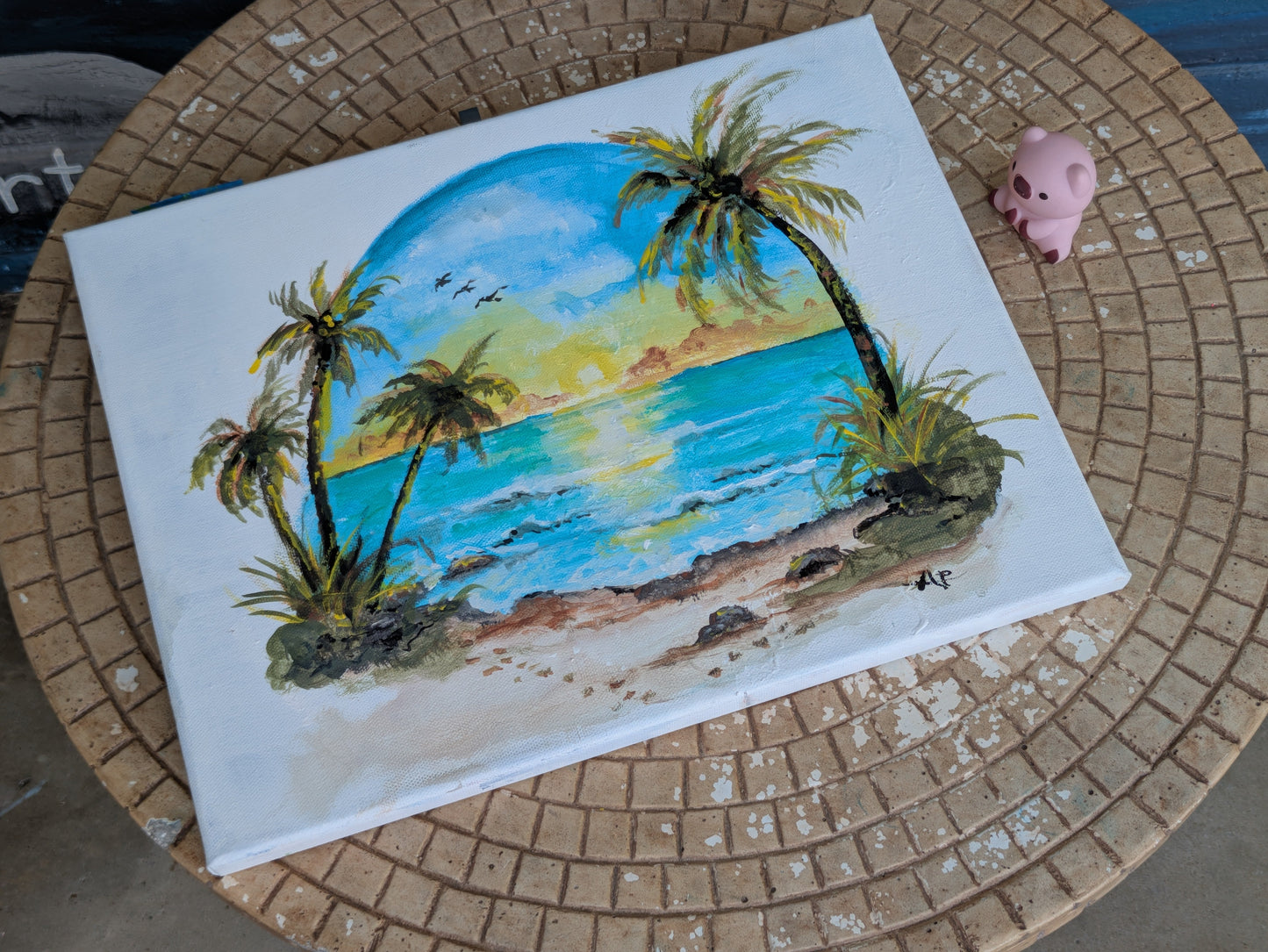 Palm Beach by Anne Polk Acrylic on Canvas - Trellis & Vine Anne Art Piece