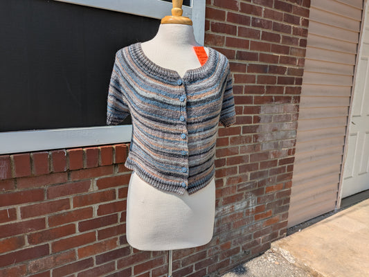 Short Striped Sleeve Cardigan - Trellis & Vine CLS Knit & Crochet Crocheted/knitted Clothing